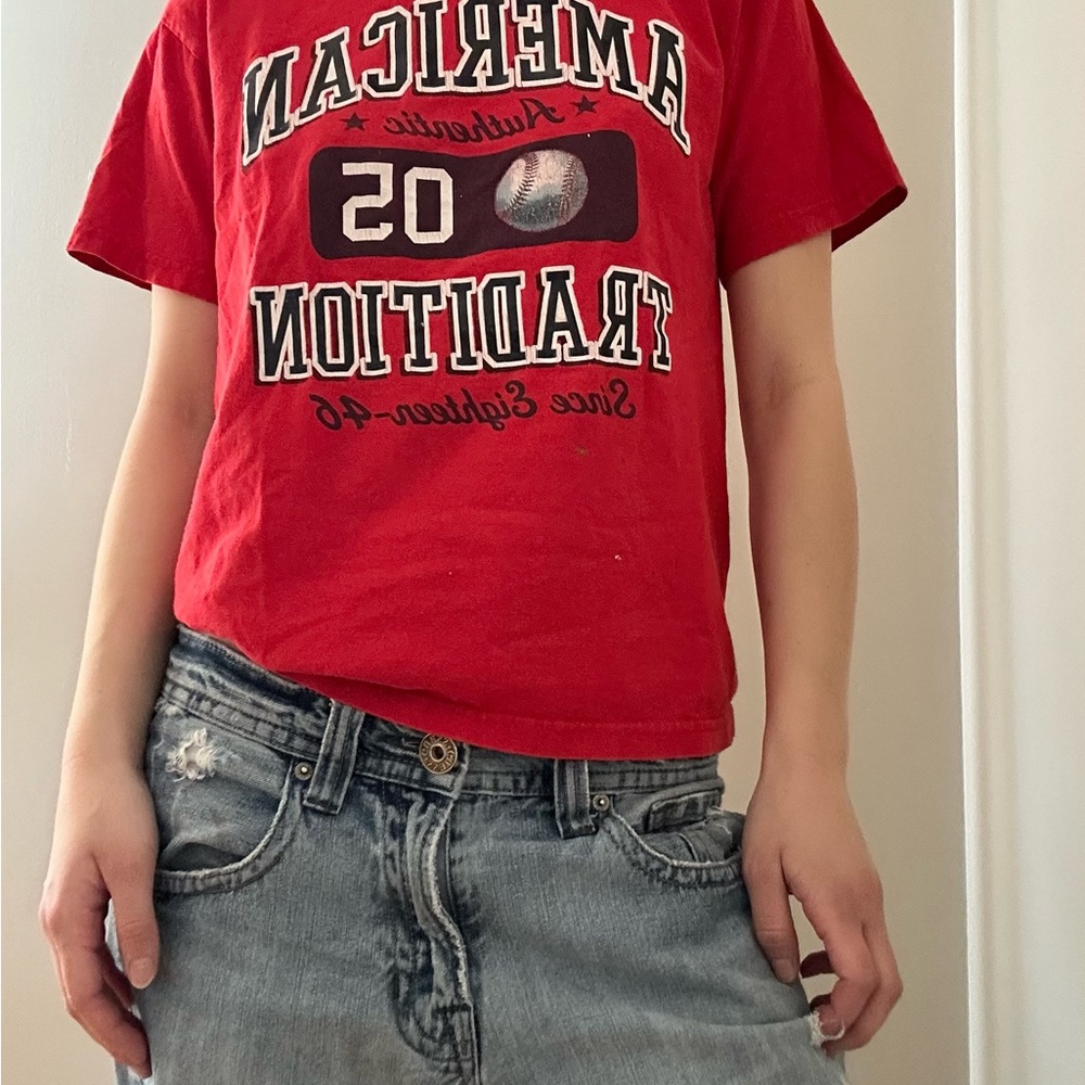 American Tradition Red Women's Short Sleeve Tee minor wear see last photo